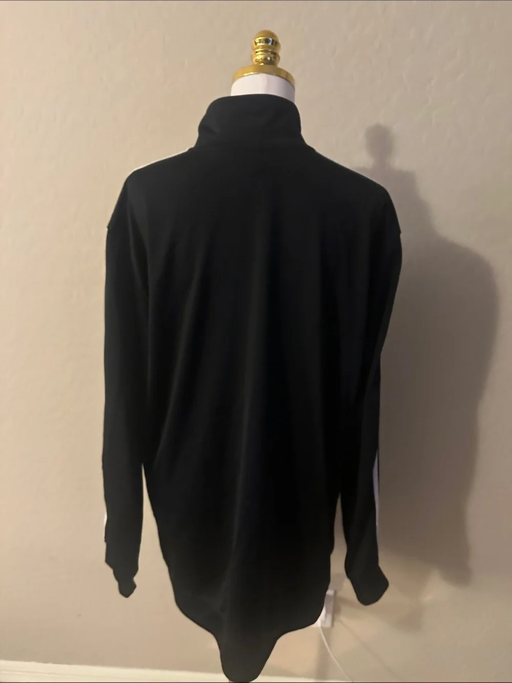 adidas Black Zip-Up Track Jacket with White Stripes